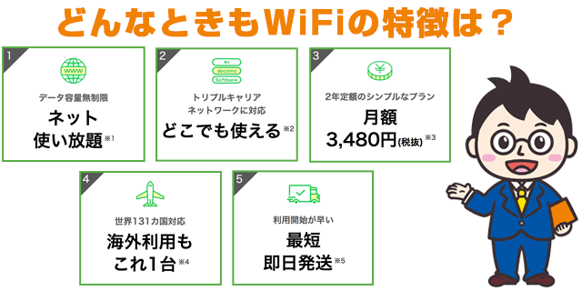 どんなときもWiFiの特徴