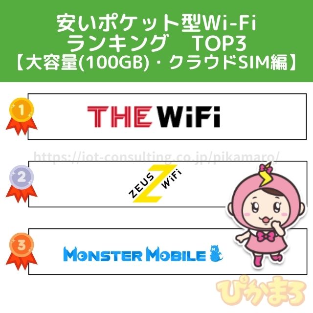 ポケットwifi 安い 100GB