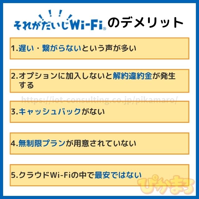 それがだいじwifi デメリット