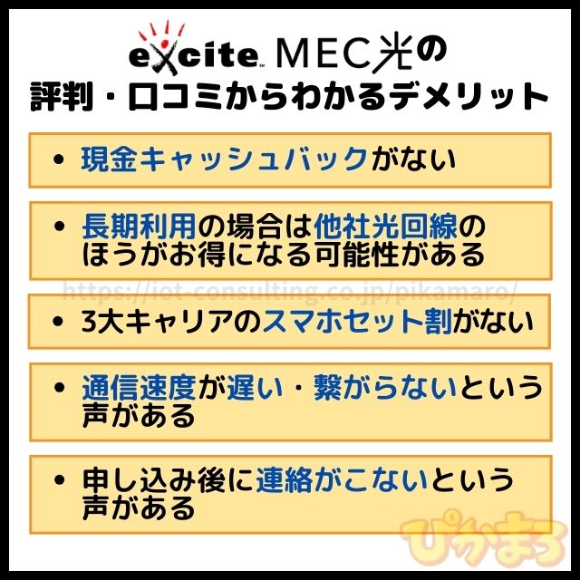 エキサイトmec光 評判からわかるデメリット