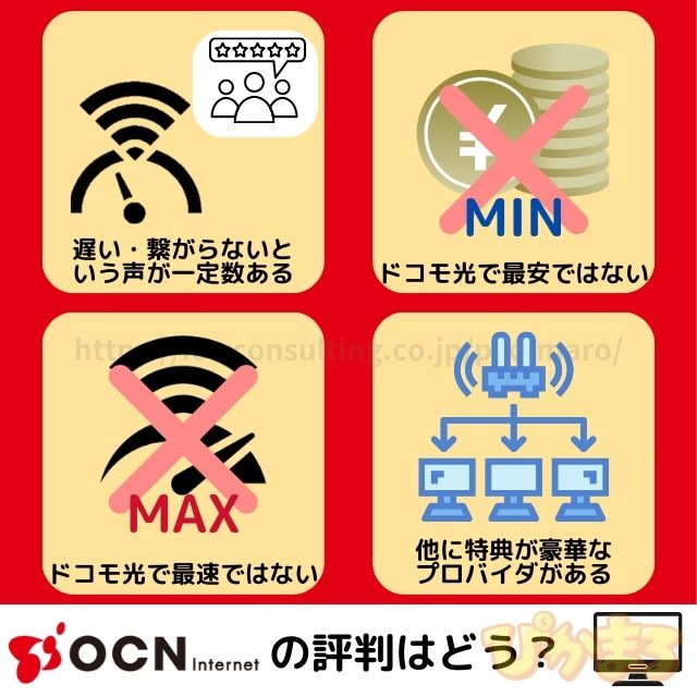 OCNインターネット（旧:OCN for ドコモ光）の評判はどう？デメリット