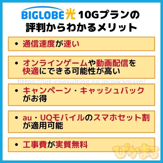 ビッグローブ光 10g 評判 メリット