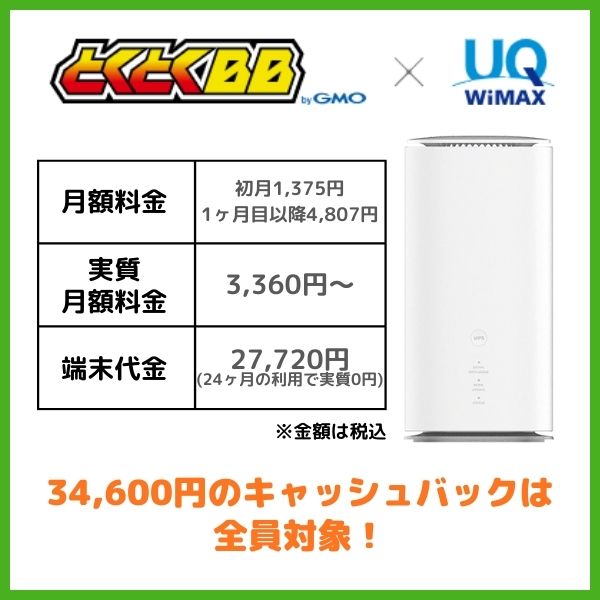 GMOとくとくBB WiMAX ホームルーター