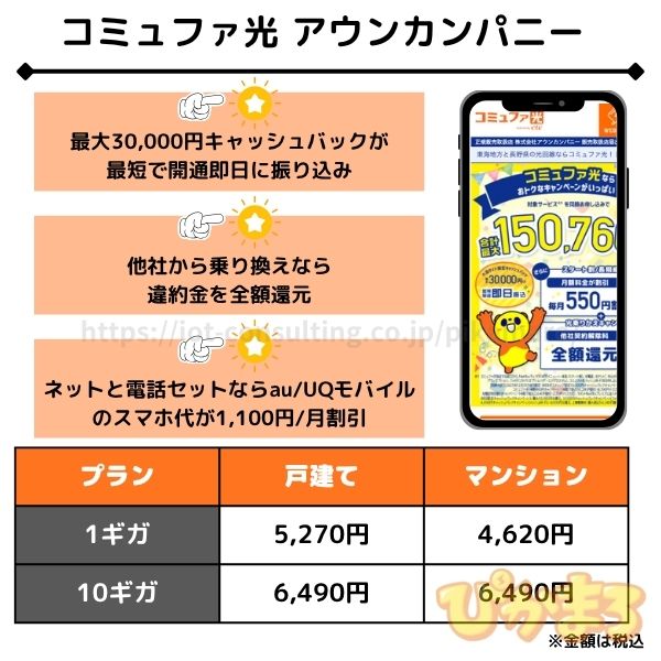 コミュファ光 アウンカンパニー