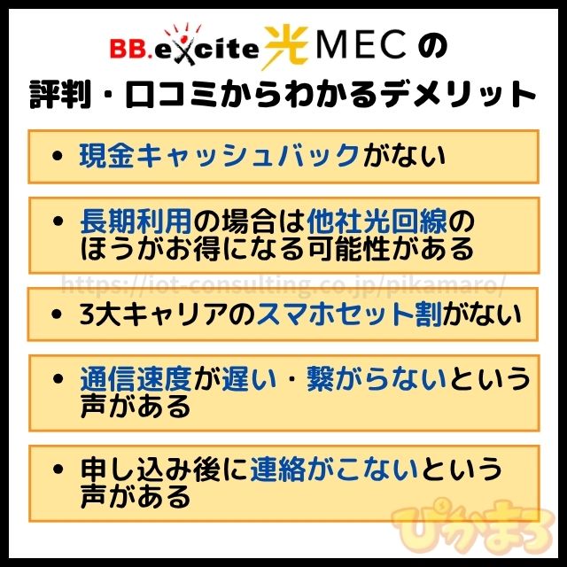 エキサイト光MECの評判からわかるデメリット