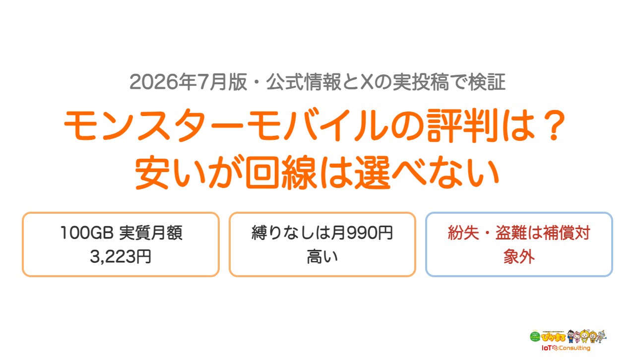 モンスターモバイルの評判を公式情報とX投稿で検証したまとめ図