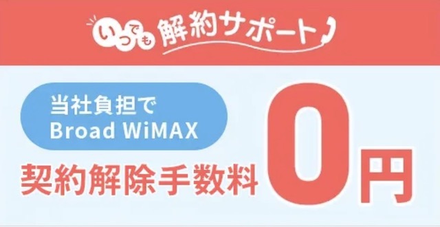 Broad WiMAX いつでも解約サポート