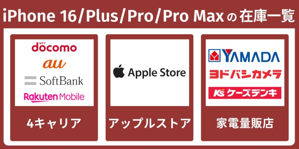 iPhone 16/Plus/Pro/Pro Maxの在庫一覧【最新情報】