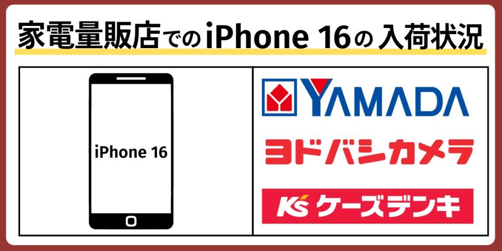 【家電量販店】iPhone 16の在庫・入荷状況