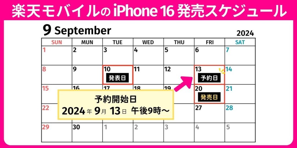 楽天モバイルのiPhone16発売スケジュール