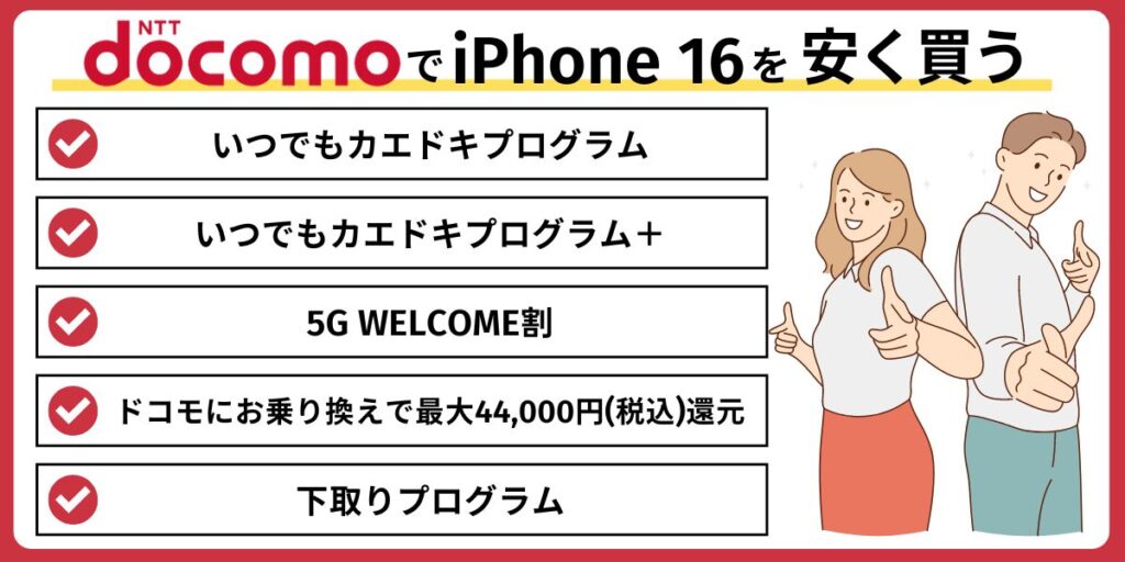 ドコモでiPhone16を購入する際に利用できるキャンペーン