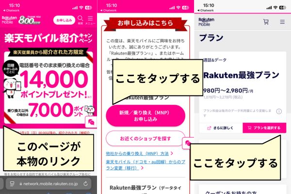 三木谷キャンペーンの申し込み画面