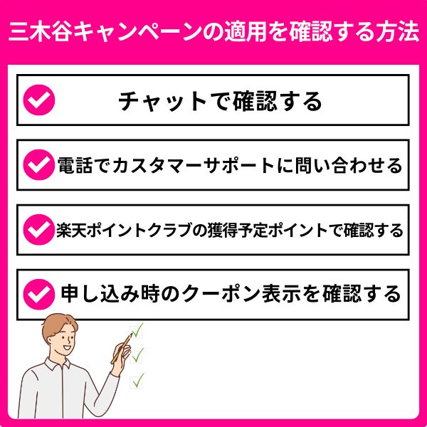 三木谷キャンペーンの適用を確認する方法